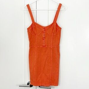 New Free People Small Orange Peach Corset Mini Bodycon Dress